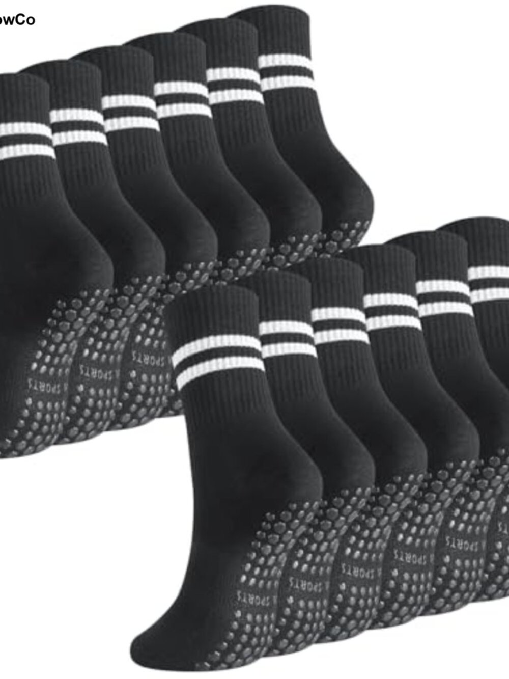 6 Pairs Grip Pilates Socks Women Non-Slip Cotton Blend Yoga Barre